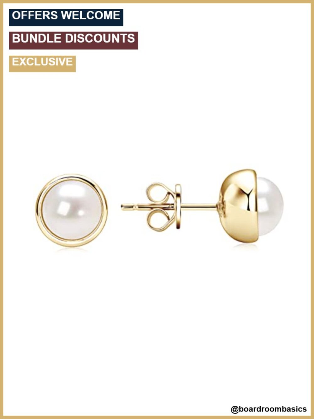 14K Gold Plated Freshwater Pearl Stud Earrings Hypoallergenic Wedding